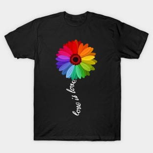 Rainbow Sunflower Love Is Love LGBT Gay Lesbian T-Shirt